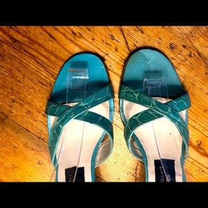 Peter Elliot genuine alligator mules.turquoise new but no tags